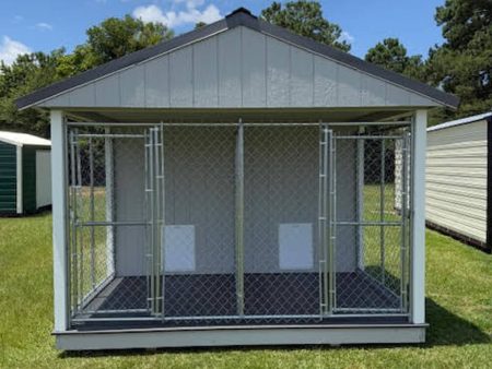 12x11 Two Run Dog Kennel-Two Tone Trim w/ Composite Decking-Run Only