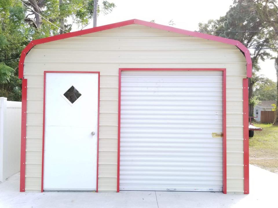 Garages & Carports: 18Wx21Lx7H  Regular Style Garage with Rollup & Walk in Door